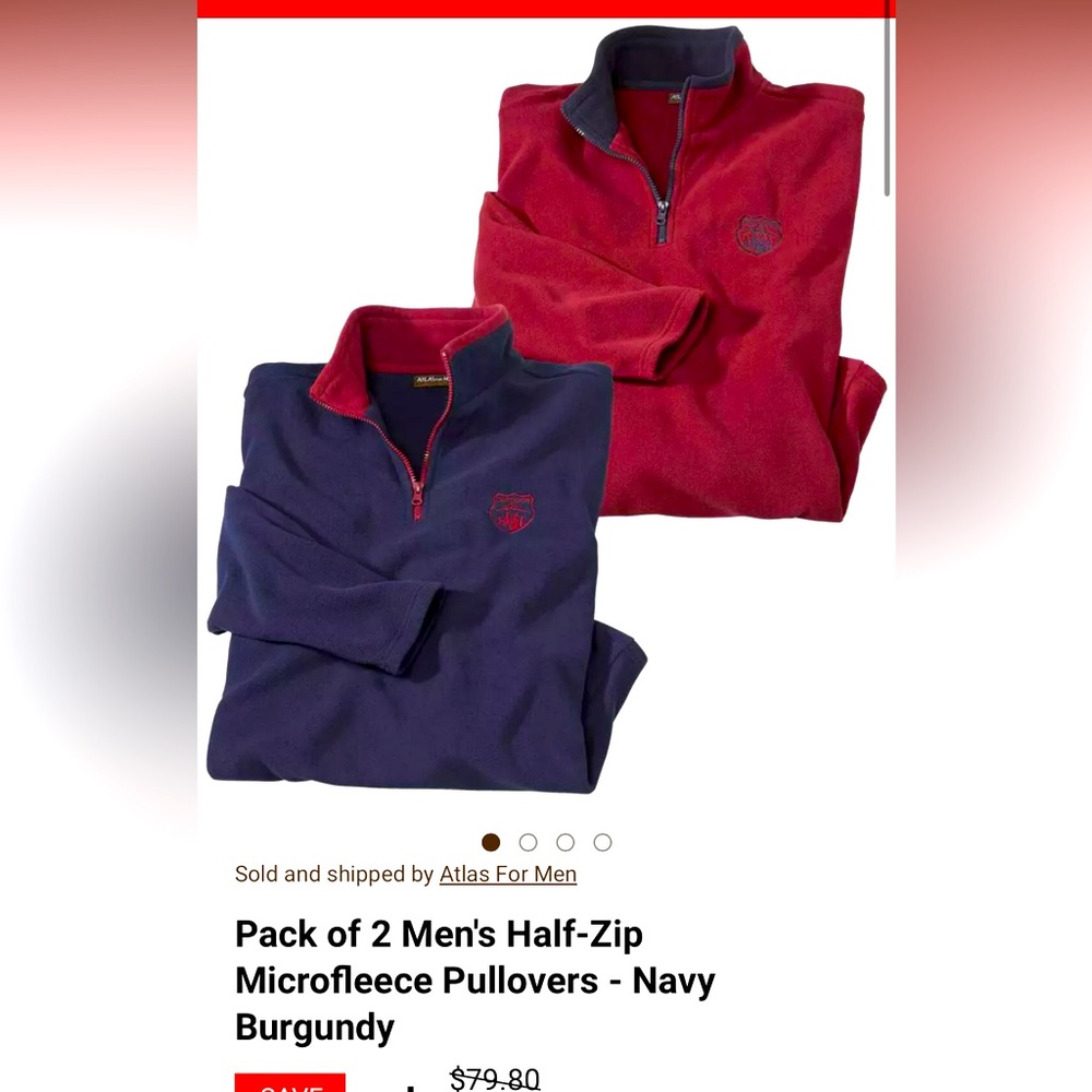 Atlasformen navy blue and red fleece sweater - XL
